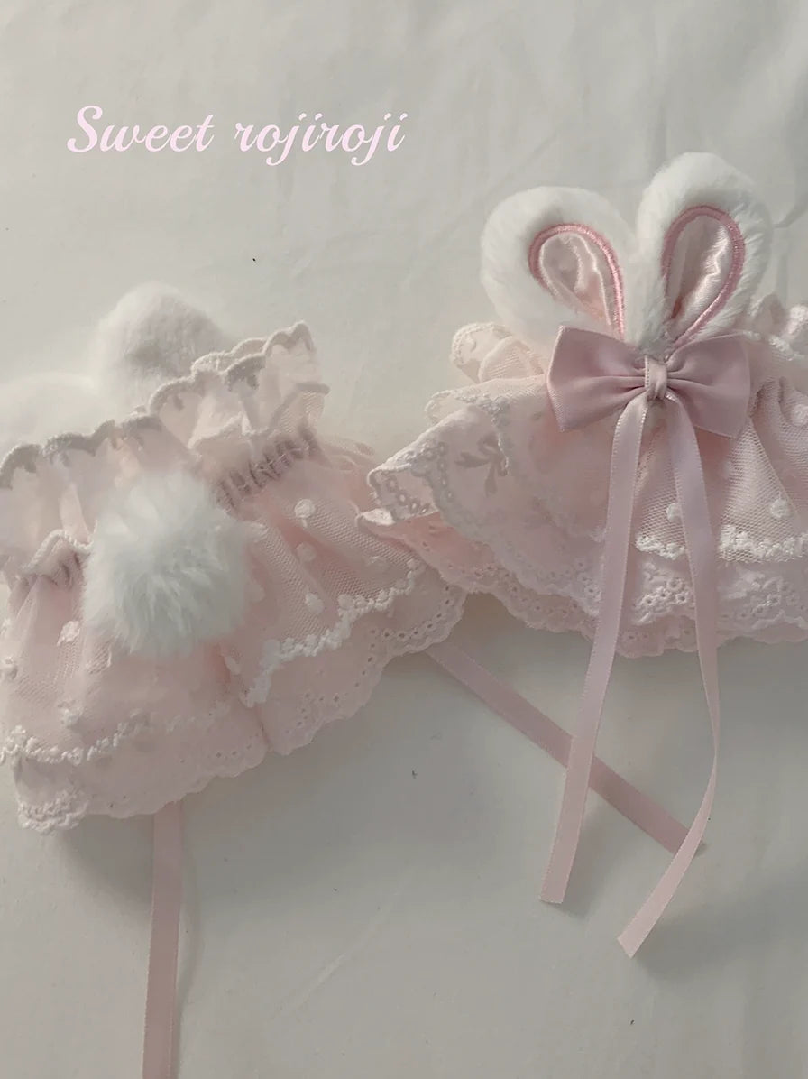 Roji Roji - Cute Lolita Bunny Ears Cuffs Lace - Summer Butterfly Hand Sleeves Hand Accessory