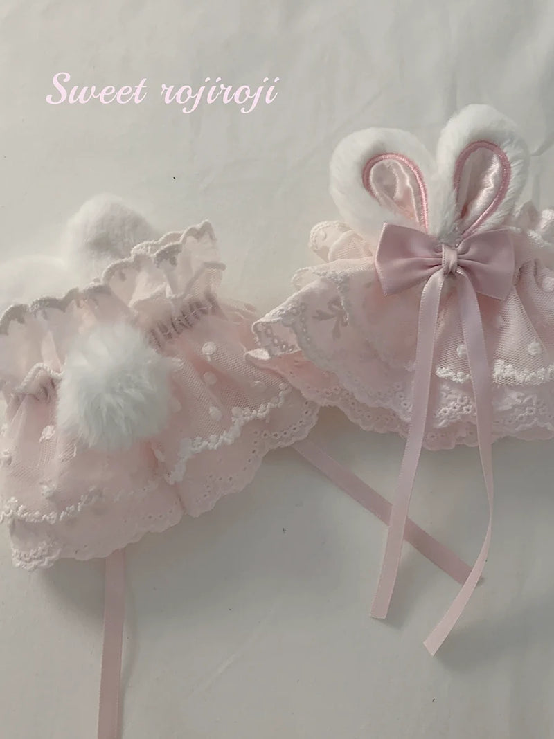 Roji Roji - Cute Lolita Bunny Ears Cuffs Lace - Summer Butterfly Hand Sleeves Hand Accessory