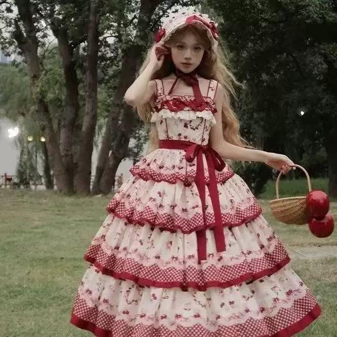 Berry Country Picnic Lolita JSK Dress Set - view 9
