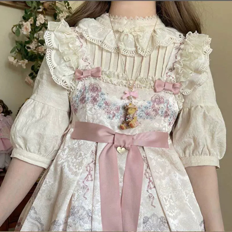 Sweetheart Dream Machine - Lota Vintage Doll - Lace Stand-Collar Mid-Sleeve Blouse
