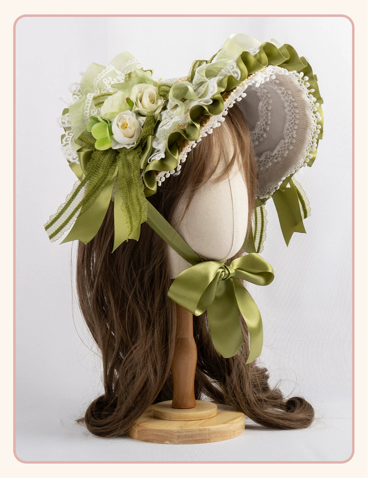 Stardust Rose - Lily of the Valley Woodland - Green Lace Lolita Headwear with Floral Ribbons