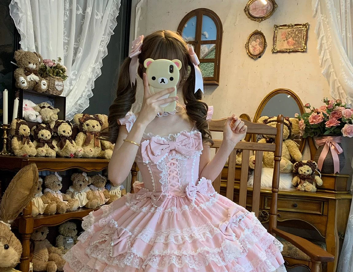 YoYo - Sea Salt Guava - Sweet Lolita summer jumper skirt with corset