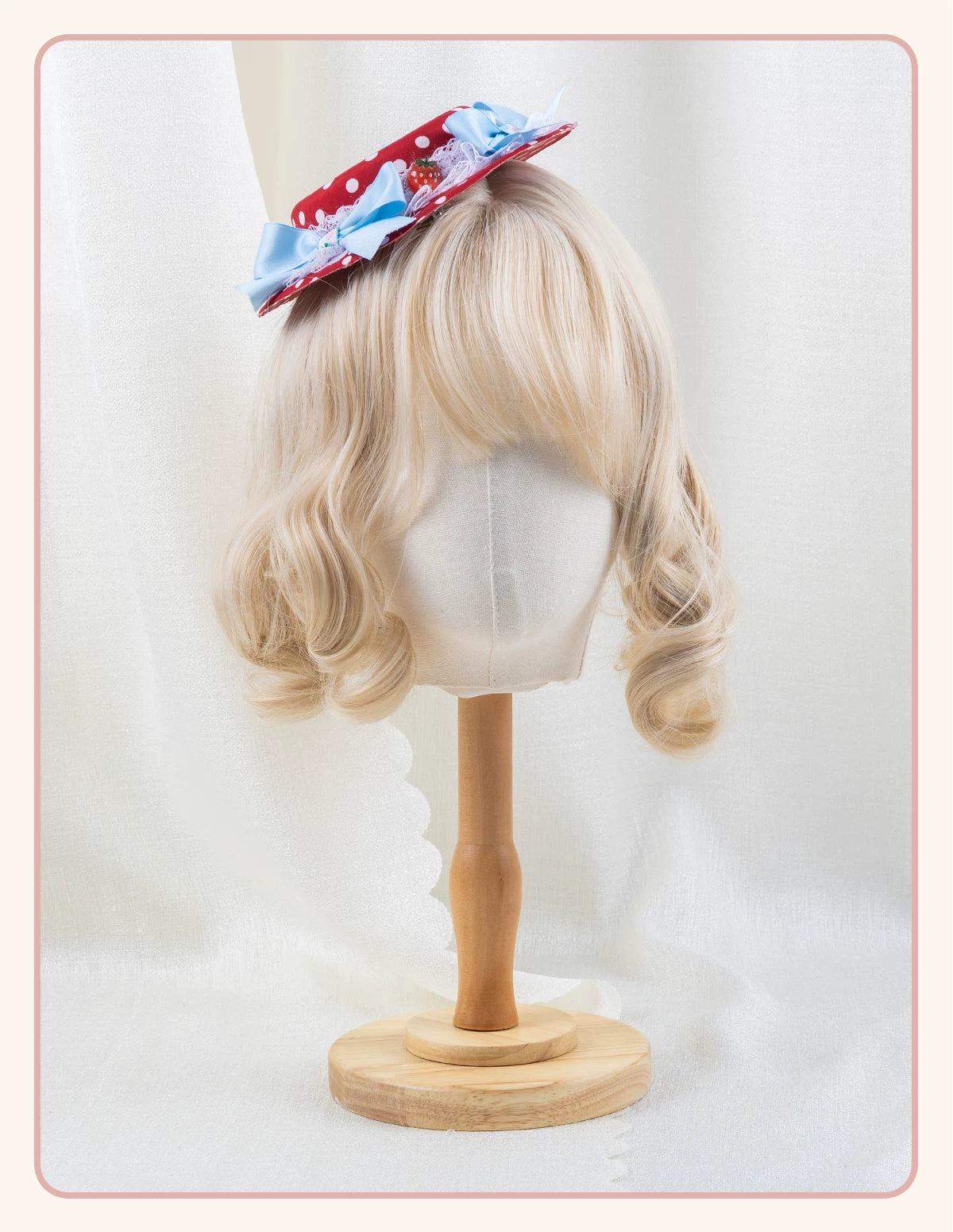 Stardust Rose - Strawberry Polka Dot - Six-Style Headwear Selection with Ice-Blue Ribbons