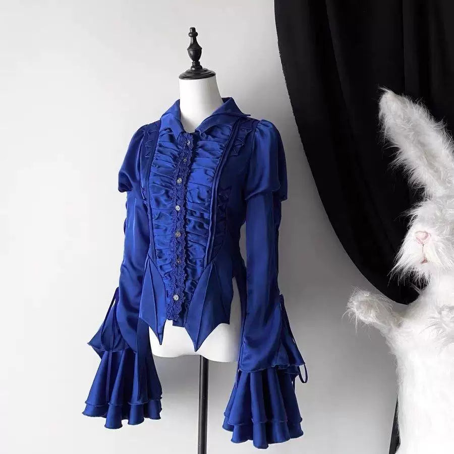 Sweetheart Dream Machine - Endless Night - Asymmetric Batwing-Sleeve Gothic Blouse