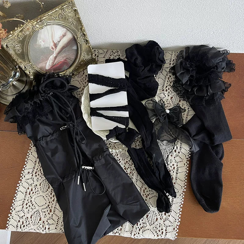 Sock Noble - Layered Gothic - Layering Hosiery with Tulle-Knot Detail