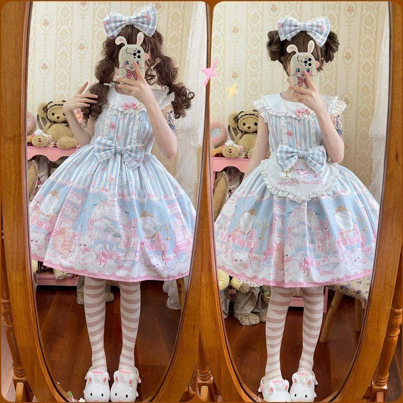 Sweetheart Dream Machine - Toy Room Print - Sleeveless OP Dress with Teddy-Bear Motifs