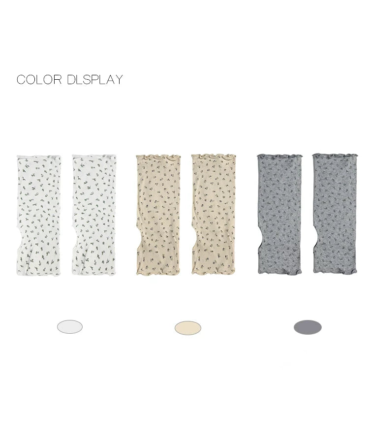 White Socks - Floral Garden - Mid-Calf Slouch Socks with Small Floral Pattern