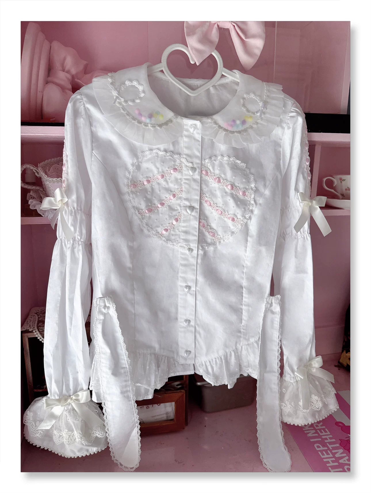 Galette Bunny - Heart Bobo - Cotton Long-Sleeve Blouse with Heart Panel