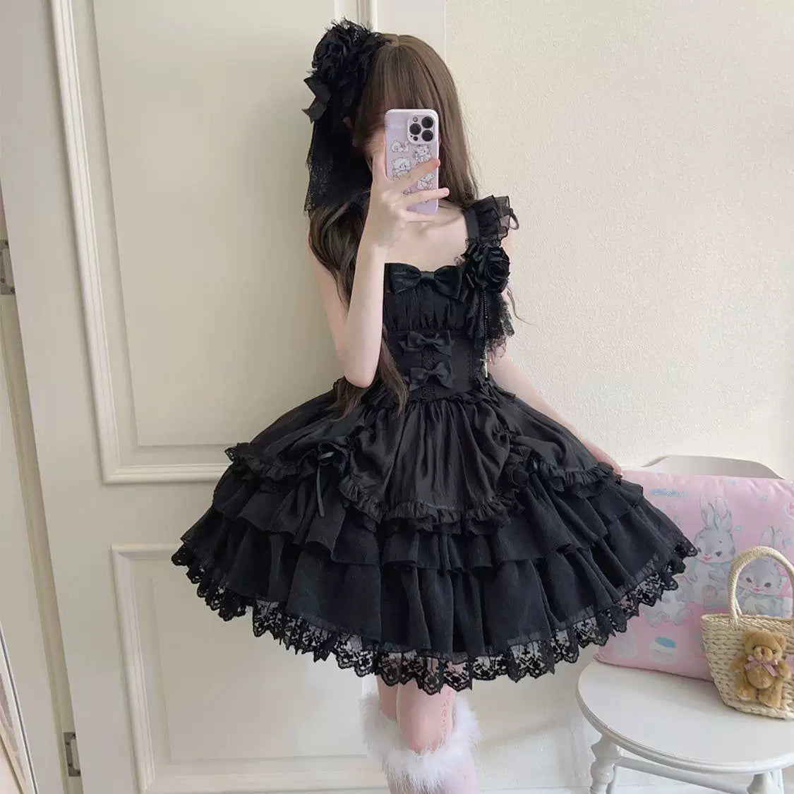 Sweetheart Dream Machine - Ballet Bow - Lolita JSK Dress with Layered Ruffles and Bow Details