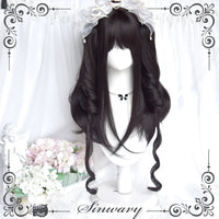 Sinwavy - Oil Painting Style - Natural Black Twin Ponytail Wig - Natural black - long curly wig + ponytails set