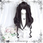 Natural black - long curly wig + ponytails set