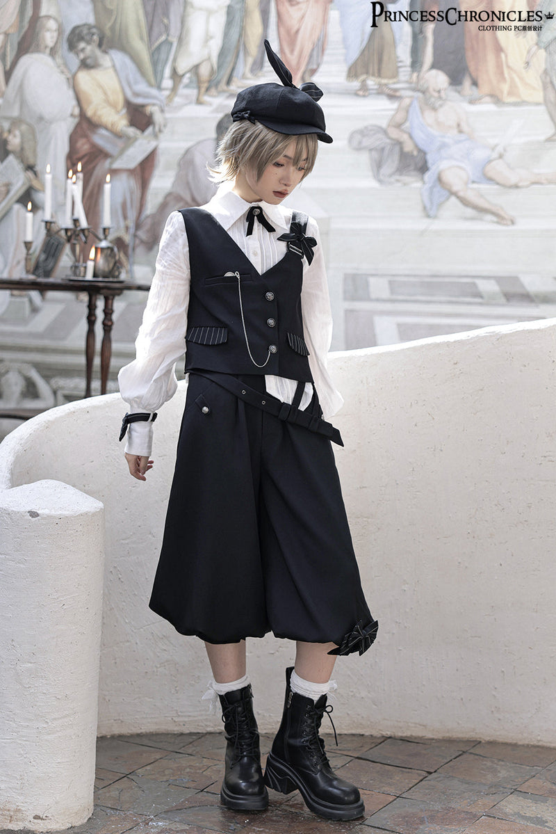 Princess Chronicles - Secret Morning News - Vintage Ouji Lolita Vest Blouse Bloomers