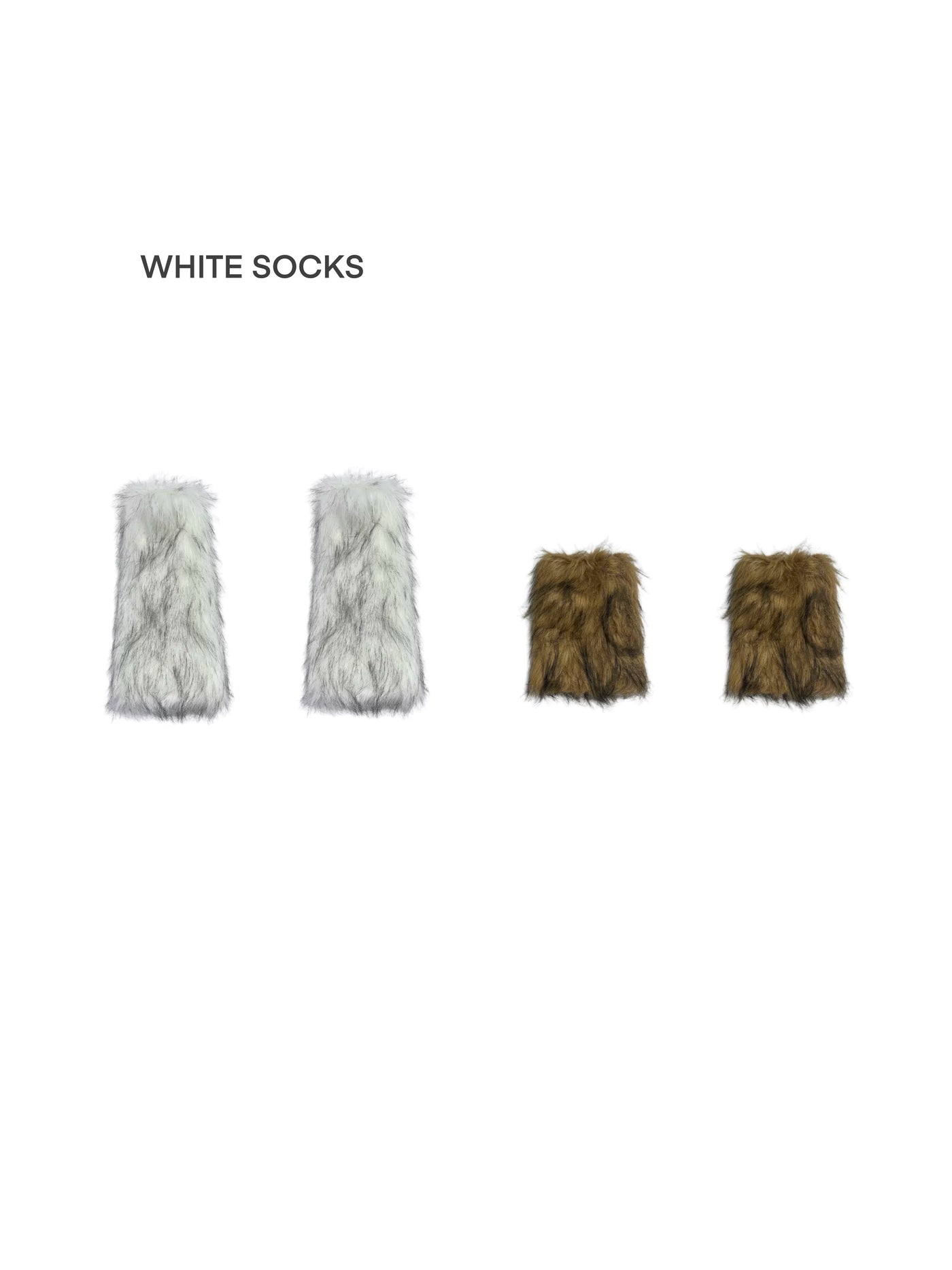 White Socks - Faux Fur Layers - Leg Warmers with High and Short Tube Options