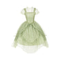 Green OP with orchid embroidery petals at the neckline - In Stock / S