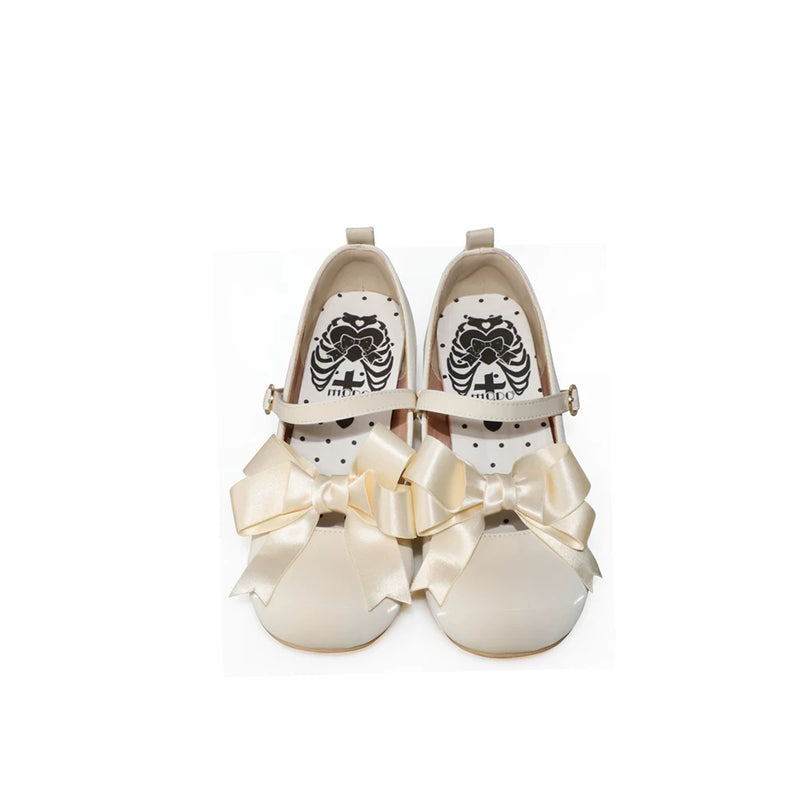MODO Beth Satin-Finish Bow Mary Jane Lolita Shoes – Ivory - Mid Heel – view 7