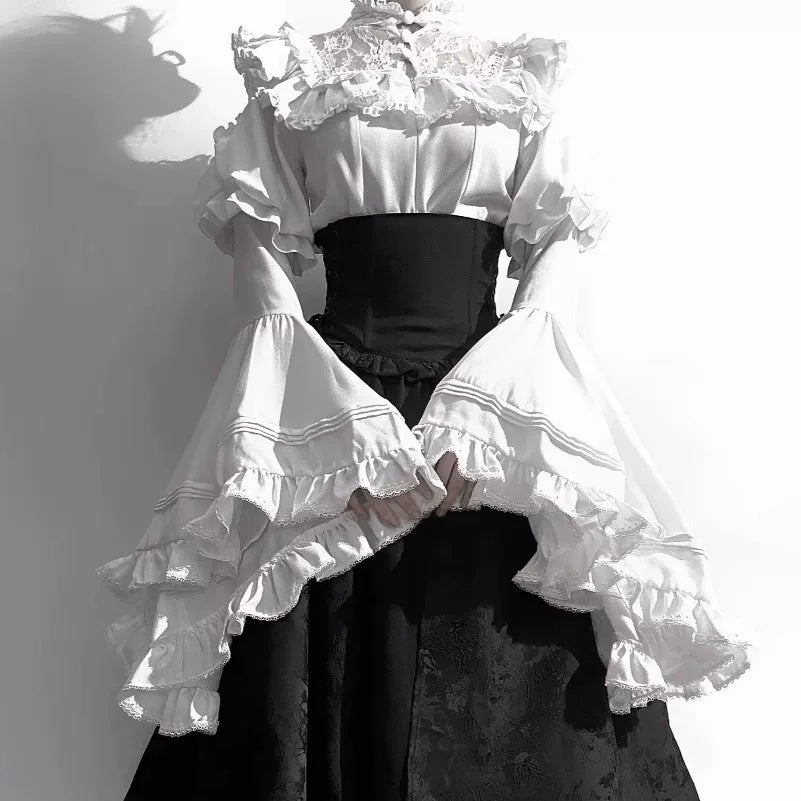 Sweetheart Dream Machine - Quiet Gothic - Hime-sleeve Blouse with Black SK Skirt Options