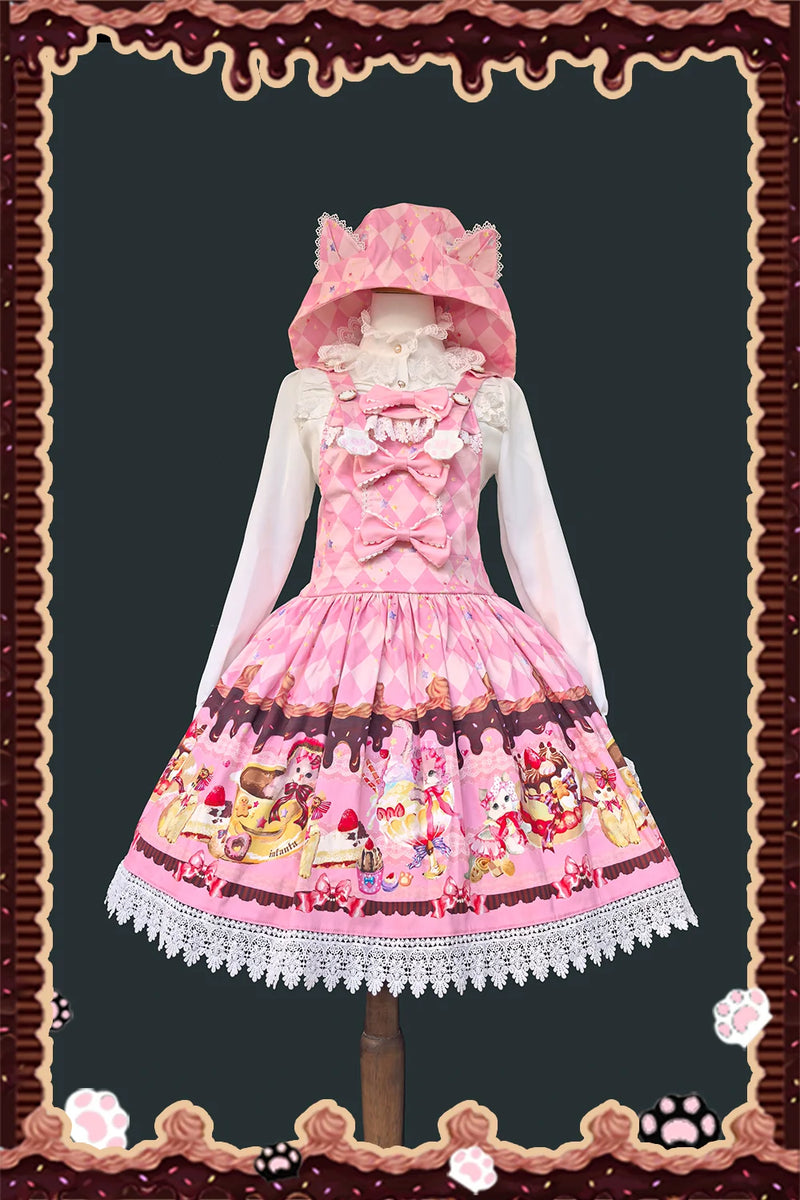 Infanta - Cream Kitty - Cotton Sateen Suspender Dress