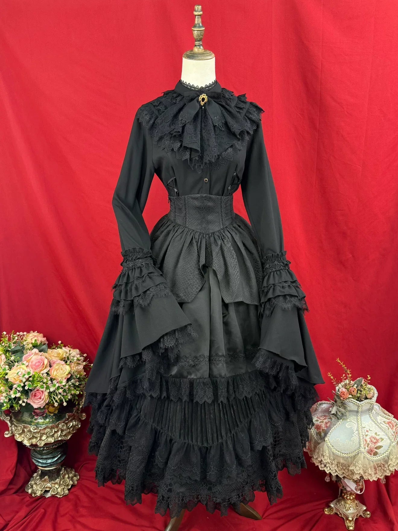 DMFS Lolita - Broken Winged Bat - Gothic Lolita Shirt & SK Set, Bat-wing Shaped Hem