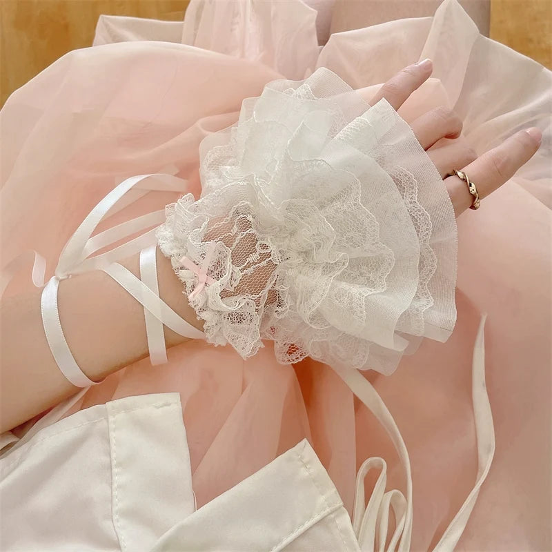 Sugar Girl - Sweet Lolita Cuffs Ballet Lace - Breathable Straps Sleeves Hand Accessory