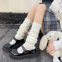 Thickened cable-knit sock cover (no pom-poms)---Milky white 40cm / One Size
