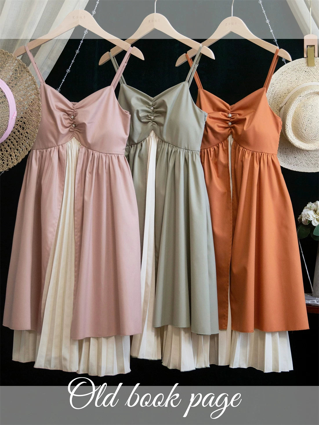 Old Book Pages - Adjustable High-Waist Resort JSK Dress