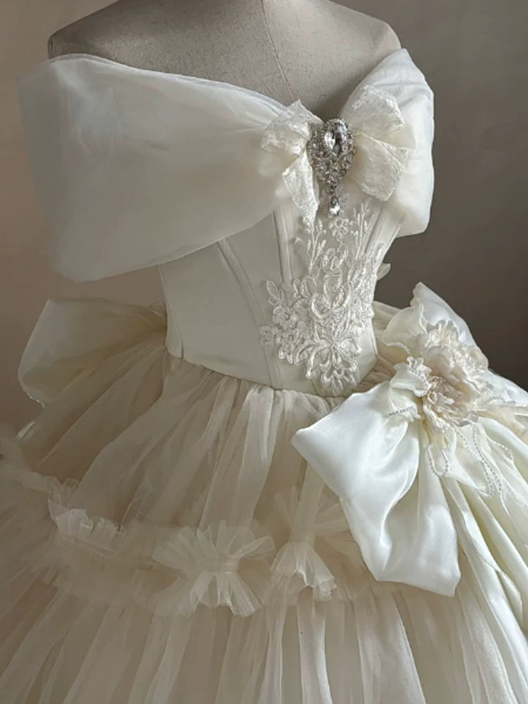 Flora Muse - Lolita Bridal Ball Gown - Off-shoulder champagne formal