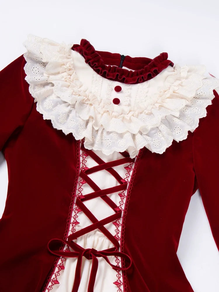 With PUJI - The Nutcracker - Winter Classic Lolita OP Dress, Front Opening