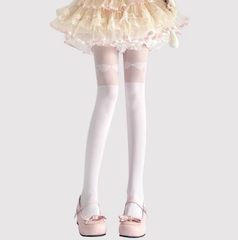 Fantasy Doll - Sheer Bow Panel - Over-the-Knee Stockings with Sheer Bow Panels