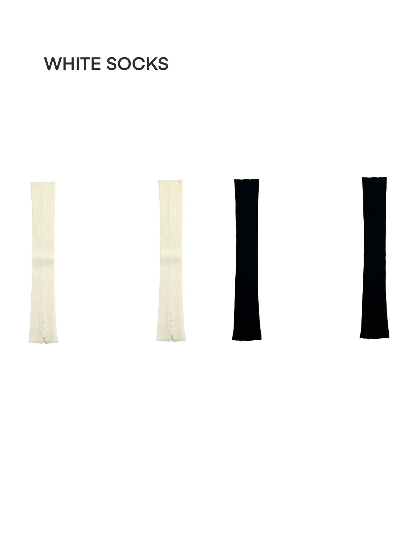 White Socks - Extended Ribbed-Knit - Extra-Long Slouch Leg Warmers with Button Details
