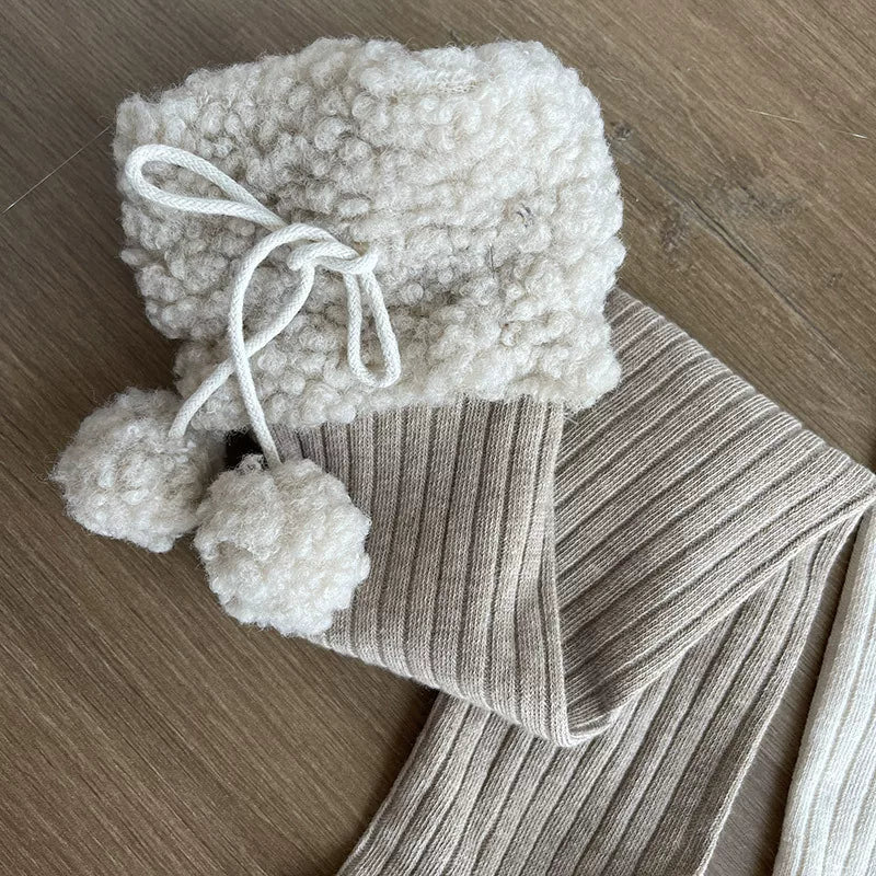Sock Noble - Christmas Pom-Pom - Over-the-Knee Socks with Fuzzy Cuffs