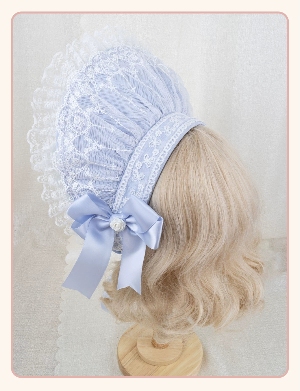 Stardust Rose - Pearl Rose Garden - Bonnet-Style Flat Hat with Rose Florals