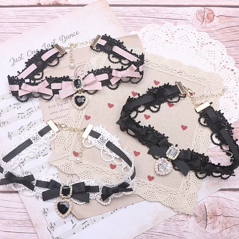 Independent Brand - Heart Pearl Bow - Necklaces, Bracelets and Collars with Heart Charms