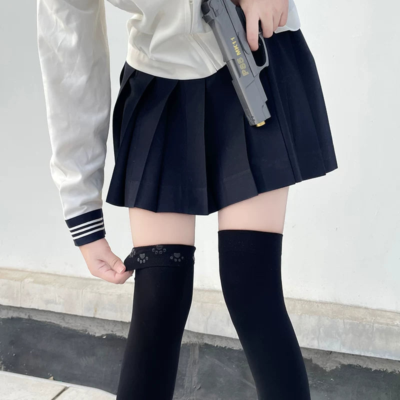 Floral Milk Cat - Velvet Over-the-Knee - Socks & Legwear with Anti-Slip Detail