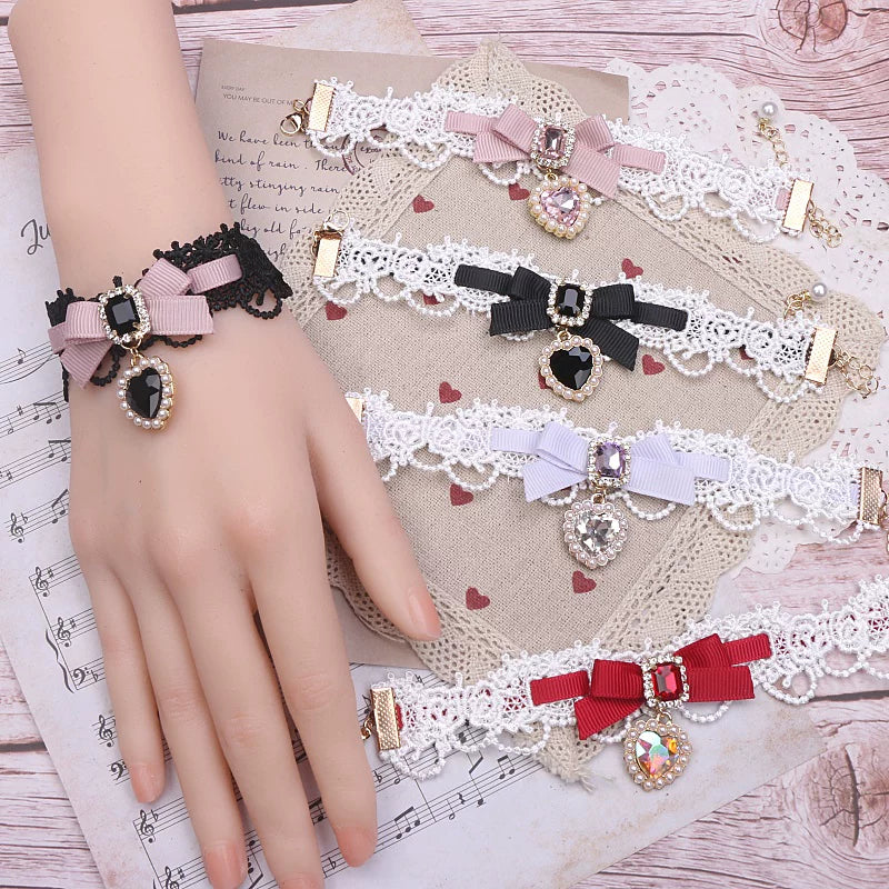 Independent Brand - Heart Pearl Bow - Necklaces, Bracelets and Collars with Heart Charms