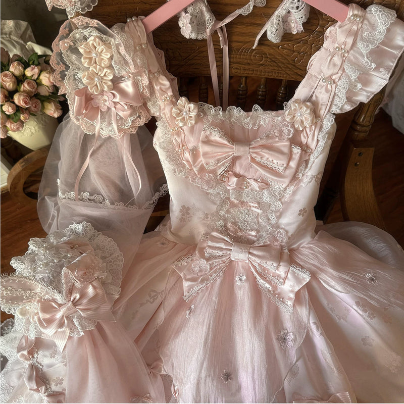 Creamy - Cherry Blossom Ballet - Pink JSK Dress with Layered Lace