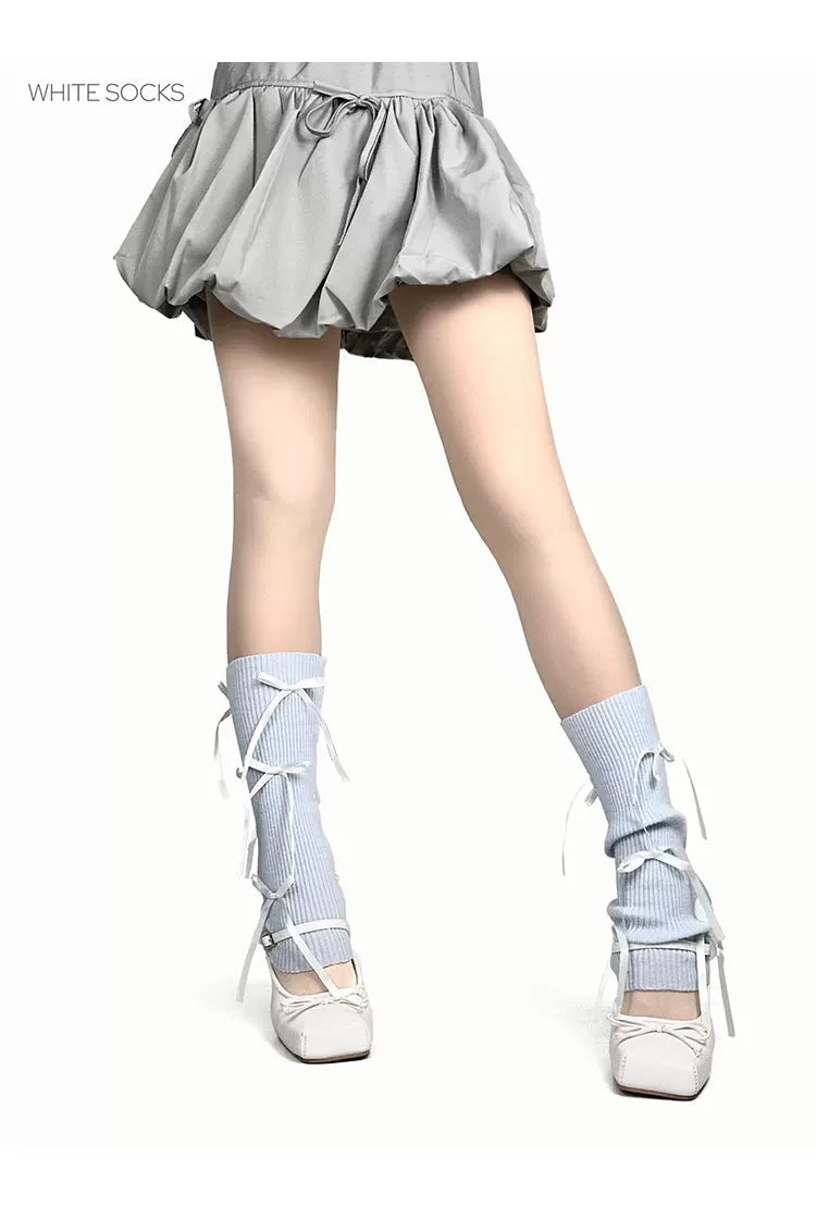 White Socks - Ribbon Ballet - Socks with ribbon bows