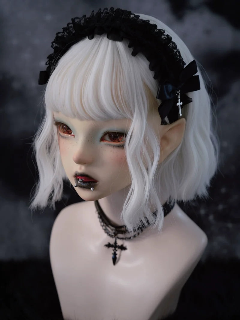 Strange Sugar - Gothic Black Lolita KC Cross Lace - Headband Lolita Accessories Headwear