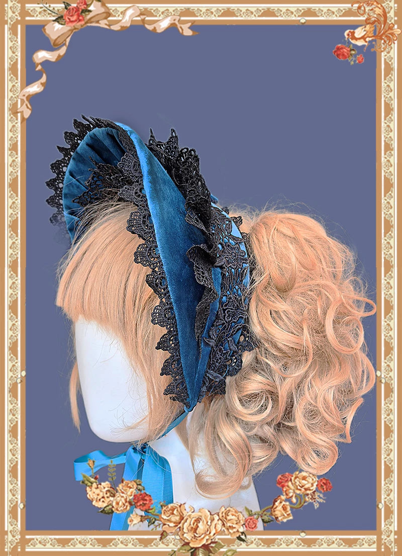 Infanta - Rose Sanctuary - Open-Crown Velvet Bonnet