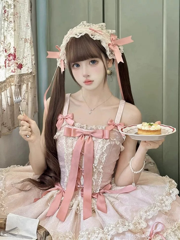 Hanguliang Satin Heart Knot Ballet JSK Dress