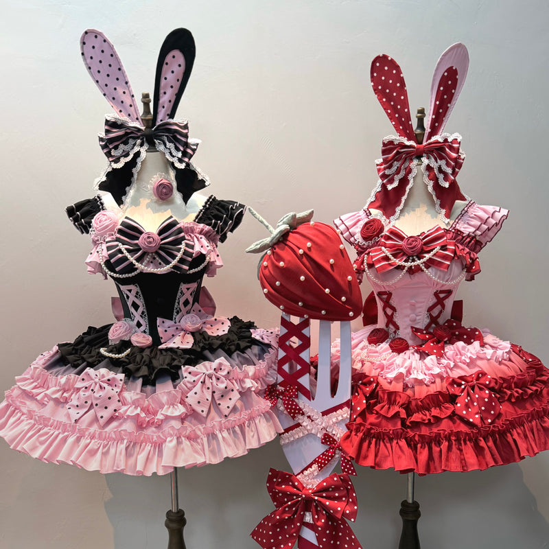 Dessert - Babalya Sweet Lolita Dress Set - Polka dot tiered skirt