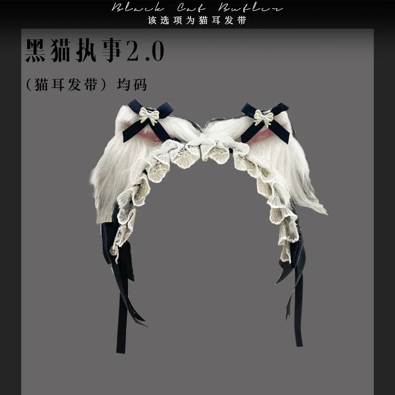 Moon Lily - Black Cat Butler 2.0 - Black-and-White Maid Lolita Dress with Lace Bib – detail view 10