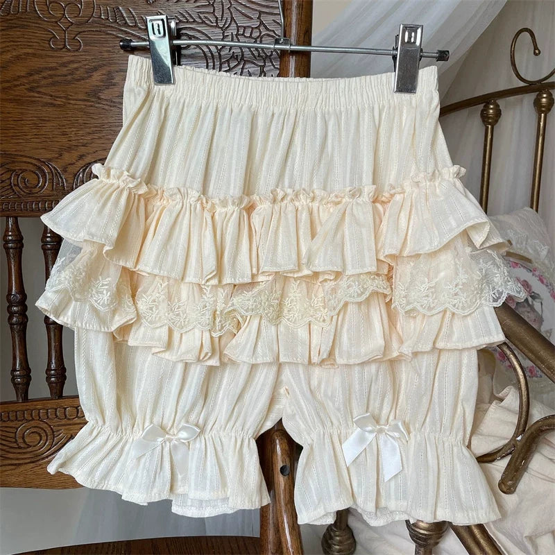 Sugar Girl - Sweet Lolita Cotton Bloomers - Ruffles and Bows Hand Accessory