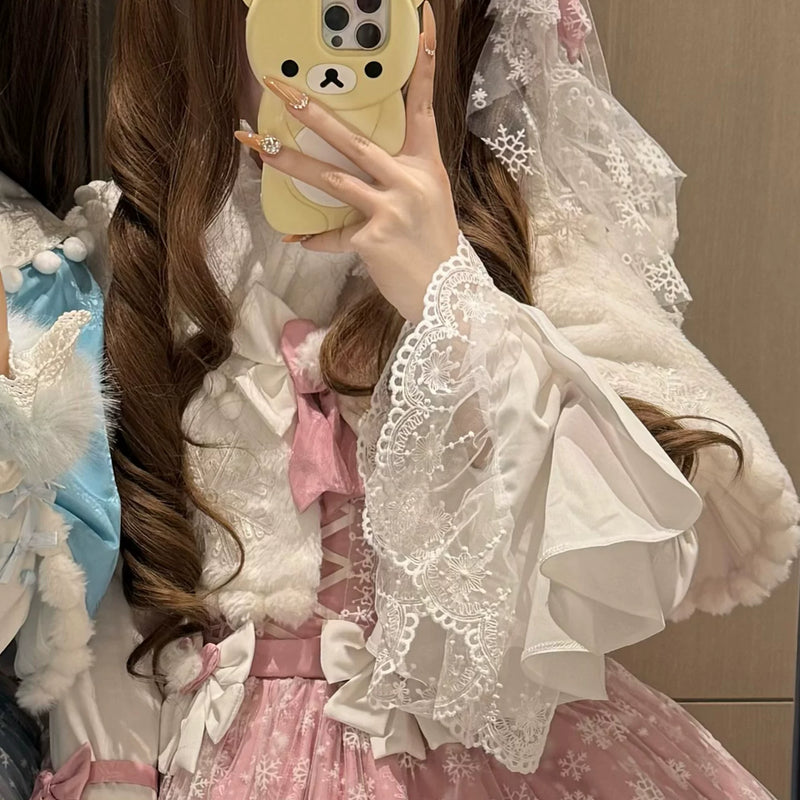 Yanran Floral Lolita JSK & Coordinating Layers — Pink Shawl Only