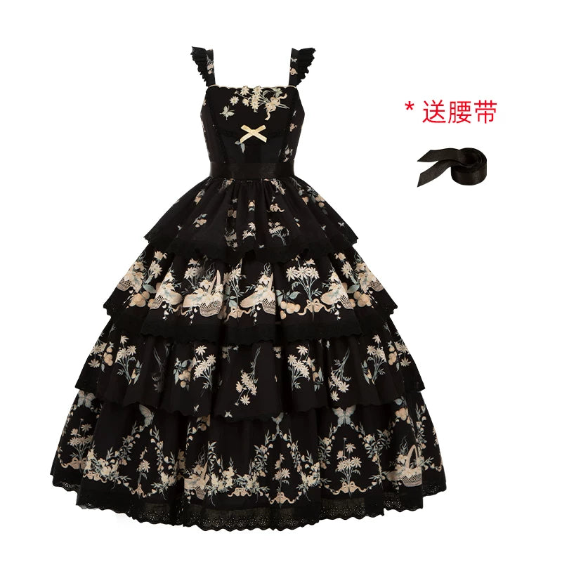 With PUJI - Letter and Poetry - Classic Lolita JSK Suit Four-tiered Twins Dress detail view 18