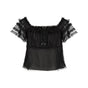 Ruffle short puff sleeve black inner layer In stock / S