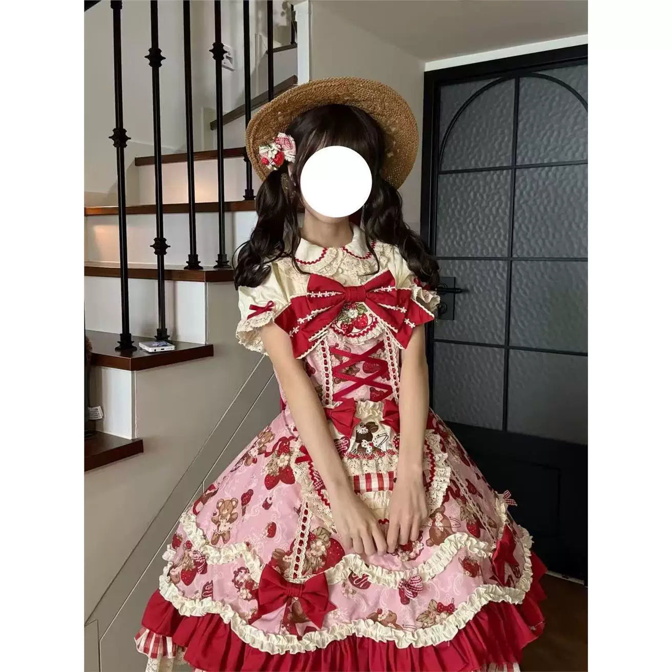 Sweetheart Dream Machine - Doll Collar - Short-Sleeve Blouse with Lace Trim