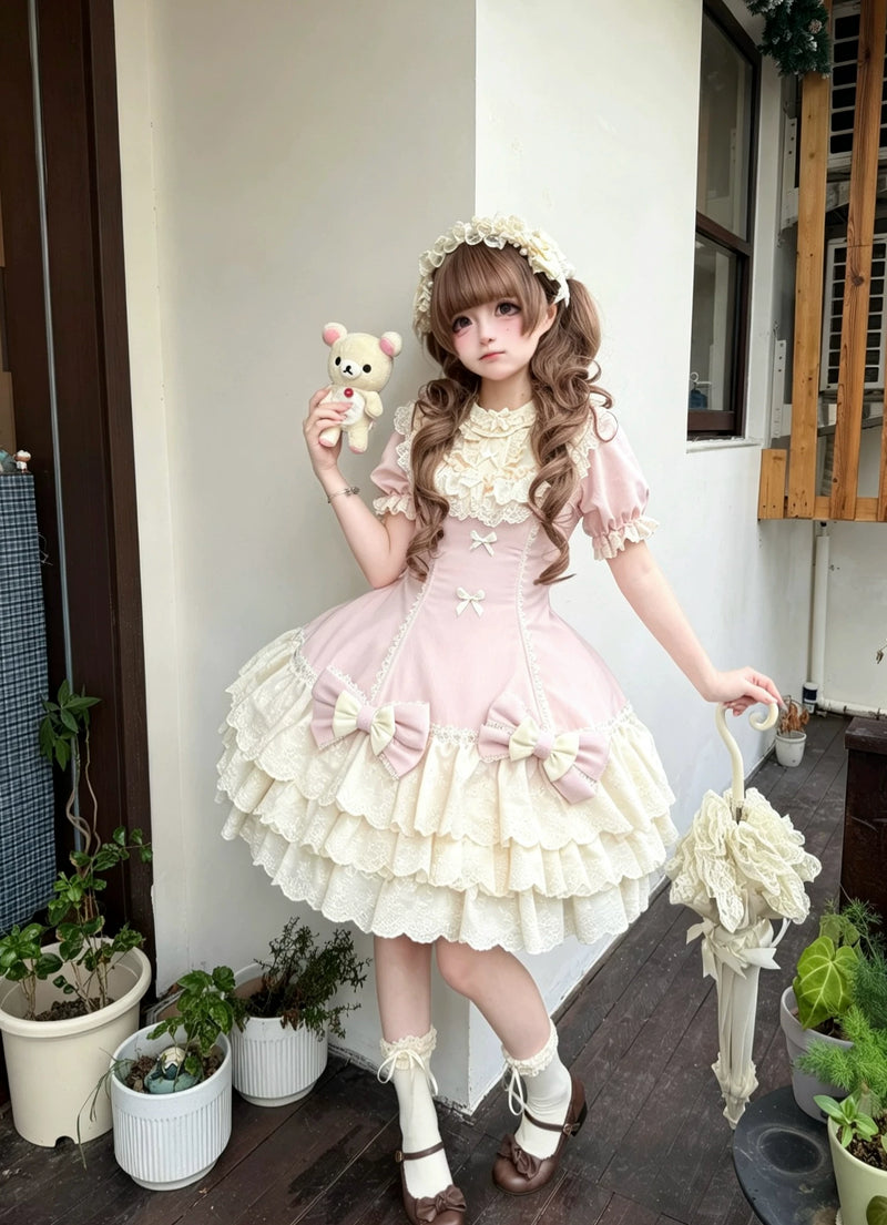 Sweetheart Cream - Cream Tart - Sweet lolita tiered cake dress