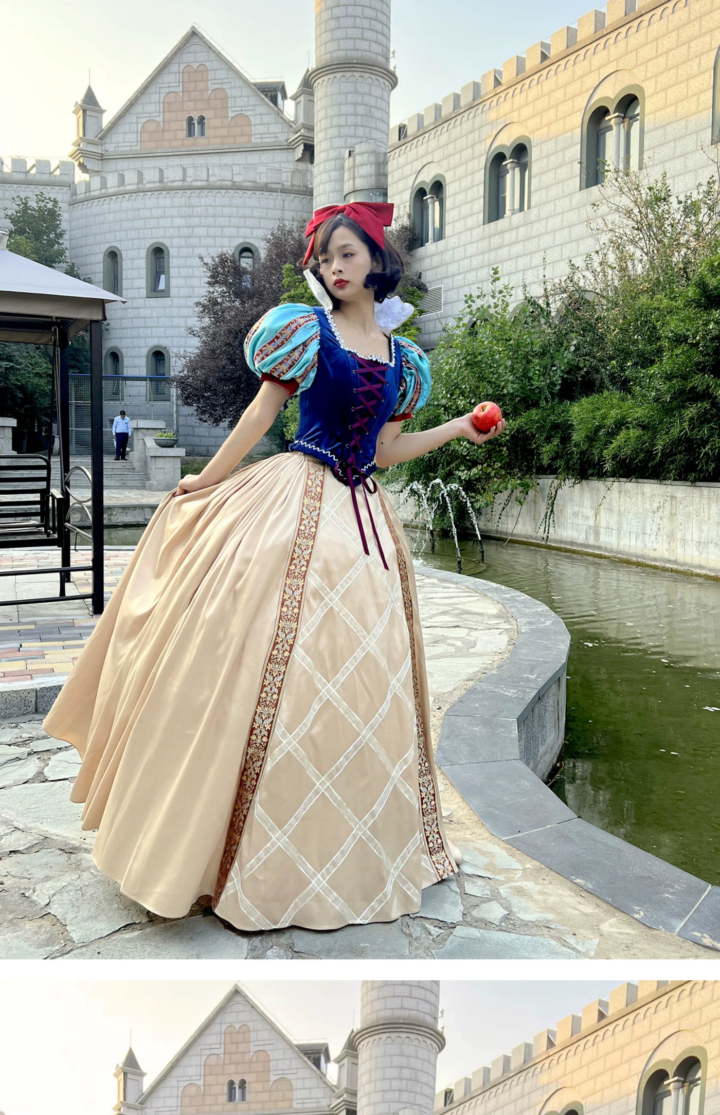 LACE GARDEN - Snow White Arrival - Royal Blue Dress Set with Puff Sleeves