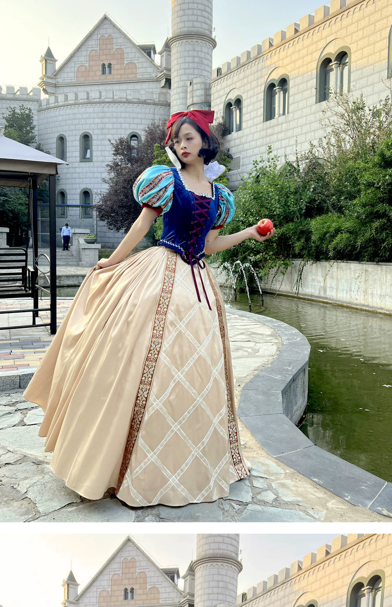 LACE GARDEN - Snow White Arrival - Royal Blue Dress Set with Puff Sleeves
