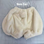 Light Ivory - Elastic-Waist Shorts, Ready-Stock Option / One Size